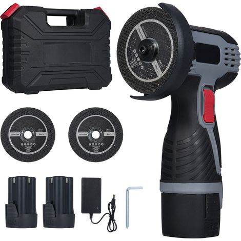[JAMAIS UTILISÉ]Meuleuse d'angle sans fil 28 000 tr/min, mini-meuleuse d'angle avec batterie 16,8 V 2 x 1 500 mAh, lames de coupe et affichage numérique LED pour la découpe de briques et de bois polis (1/5)