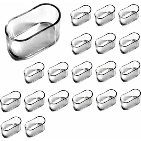 Lot de 20 protège-pieds de chaise, embouts en caoutchouc transparents, pour meubles ovales, tables et pieds de sol, 15 x 30 mm (1/5)
