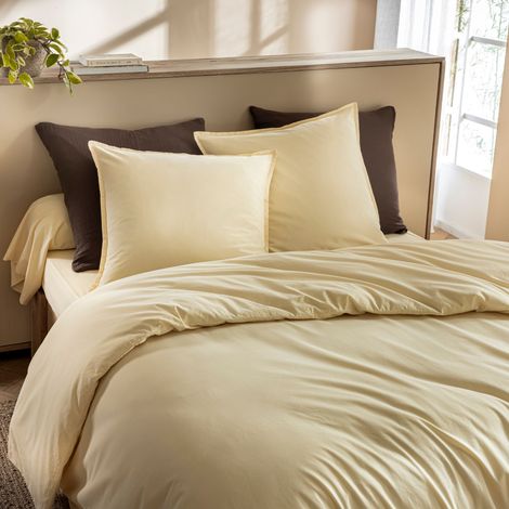 Housse de couette coton lavé - SOMEO 260x240 Jaune - CELESTE