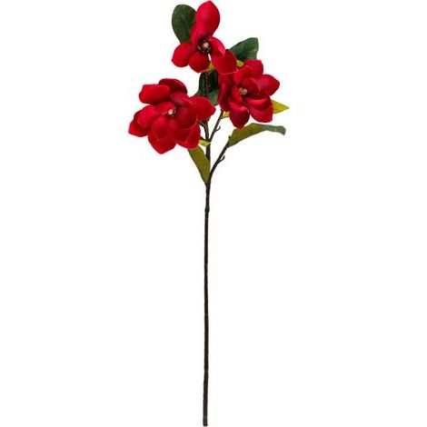 Grand Rouge et Blanc 3 Têtes en Mousse de Fleur de Magnolia Sentiment de Main Fleur de Magnolia Décoration de la Maison Simulation Fleur de Magnolia (1) (1/5)