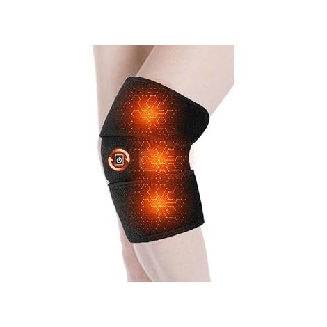 Unisex Heated Knee Brace Thermal Knee Protector Leg Protector Anti Cold Knee Pad with USB Cable Heated Knee Protection Breathable Knee Compression Knee Brace Knee Massager, Black (1/5)