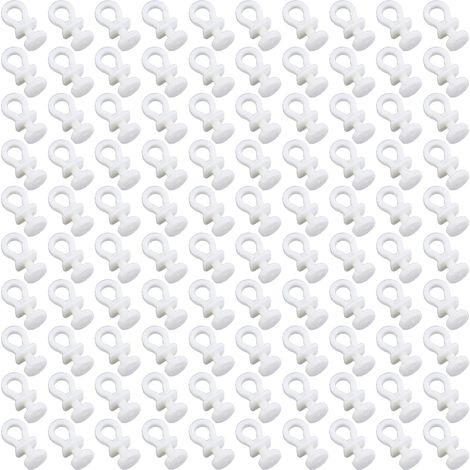 100 Pcs Crochets à Rideaux en Plastique, Glisseurs pour Rail, Crochet de Tringle pour Rideaux de Porte et de Douche (1/5)