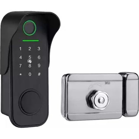 Serrure de porte intelligente Serrure intelligente Tuya étanche Wifi empreinte digitale Double jante serrure APP carte Code numérique électronique serrure de porte intelligente ( Color : Zwart , Size (1/5)