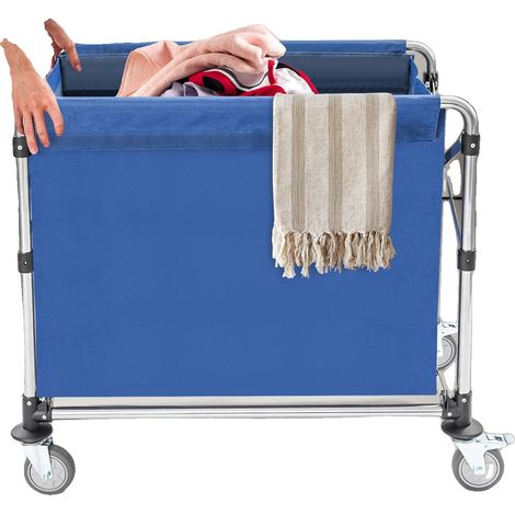Chariot à linge pliable, capacité de charge de 200 kg, tissu Oxford imperméable, cadre en acier inoxydable, roues avec frein, dimensions 87 cm x 52 cm x 78 cm (1/5)