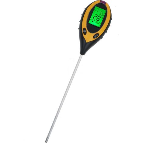 Testeur de sol LCD avec arrêt automatique, sonde sensible, mesure de l'humidité, du pH, de la température et de l'hygromètre, et de la luxmétrie. (1/5)