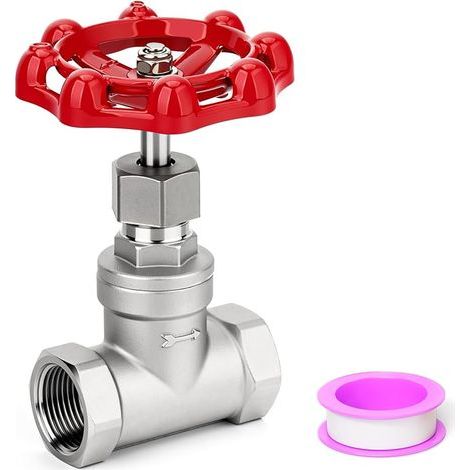3/4" BSP 304 en acier inoxydable femelle x femelle robinet à soupape à usage intensif, vanne rotative avec poignée à roue pour eau, huile, gaz 200 WOG (1/5)