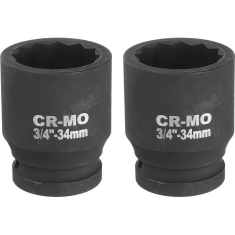 2Pcs 3/4-Pouce Drive 12 Point Douille D'Impact 34mm Métrique (1/5)