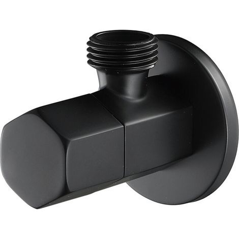 Noir Robinet D'arret WC Laiton Vanne D'arret de Robinet G1/2" Triangulaire Valve pour Douchette Douche Salle de Bain (1/5)