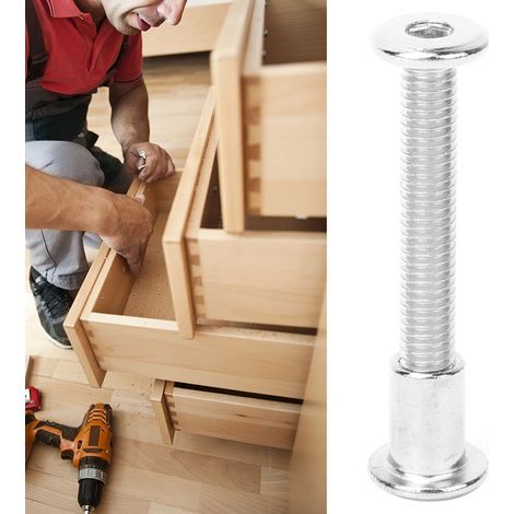 Kit de 10 paires d'écrous et vis à six pans creux de 12 mm en acier au carbone nickelé M6 x 45 (1/5)