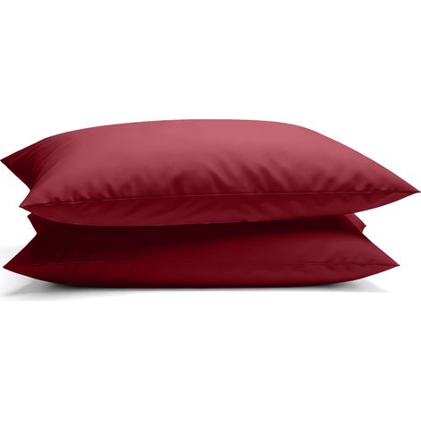 Coppia Federe per Cuscino 50x80 cm in  con Patella – Morbide, Traspiranti,– Tinta Unita, Lavabili  Bordeaux (1/5)