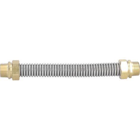 Tuyau de raccordement climatiseur filetage mâle G3/4, flexible ondulé en acier inoxydable, 25cm, pour ventilo-convecteur et chauffe-eau (1/5)