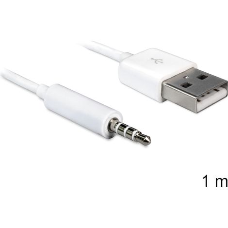 Cable USB-A macho Stereo jack 3.5 mm macho 4 pin IPod Shuffle 1mt