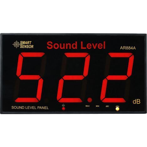 SMART SENSOR AR884A Digitales Schallpegelmessgerät mit großem LCD-Bildschirm, Wandhalterung, digitales Dezibelmessgerät (1/5)