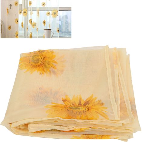 [Voile] Sunflower Pattern Polyester 100x200cm (39.4x78.7in) Living Room Decor 93g/3.2oz (1/5)