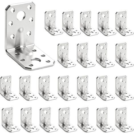 Équerre d assemblage Renforcée 52x35mm Support en L Fer Galvanisé Épaisseur 1 6mm Lot de 24 Pièces avec Trous 5mm et 10 5mm Équerre pour Meubles (1/4)
