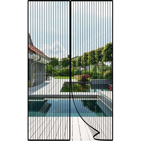 Moustiquaire magnétique pour porte, 120 x 220 cm, rideau anti-mouches avec fermeture automatique par bandes magnétiques, noir (1/5)