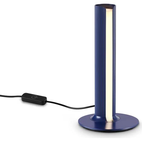 Ideal Lux Lampada da tavolo moderna Dorica 1 luce LED integrato blu metallo (1/2)