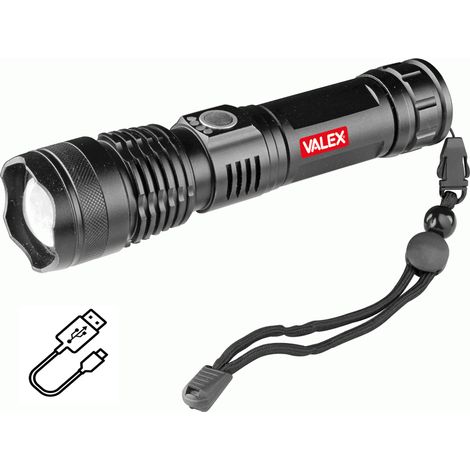 Lampe torche LED 1100 lumens avec batterie lithium rechargeable USB 1152252 VALEX (1/2)