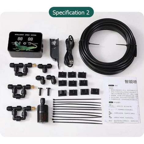 (Tuyau d'eau de 10 mètres, 3 buses) Système de brumisation programmé Rainforest, humidificateur intelligent pour terrariums. (1/5)