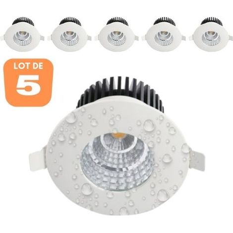 Lot de 5 spots LED étanches IP65 6W ronds – Température de couleur 4200K – Angle de faisceau 21° – Transformateur multi tensions 100-240V – Horoz Electric (1/5)