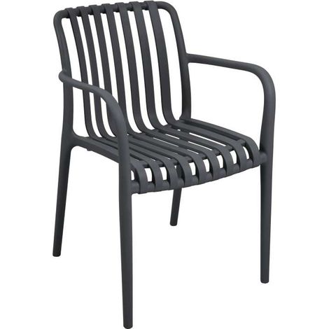 Sedia da Giardino Impilabile in Polipropilene con Braccioli Grigio Antracite - Breeze Domo Mea