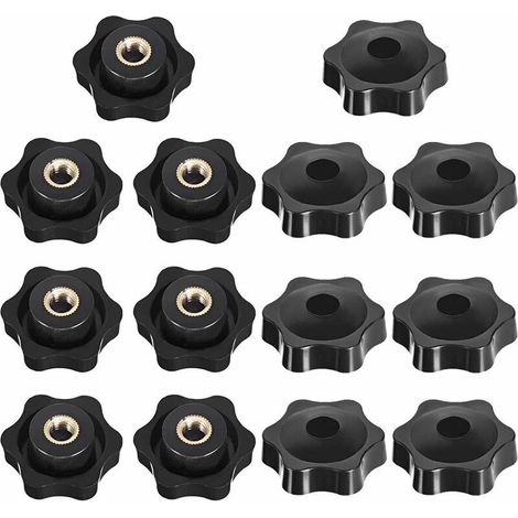 royaluxe -M8 Filetage Femelle de Serrage de Bouton , Étoile Tête Écrous De Serrage Bouton, Serrage Écrous Poignée Forme Étoile, Femelle Filetage En Plastique Noir 14 Pièces (1/5)