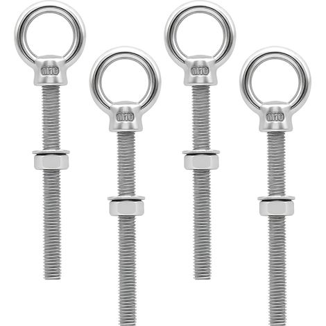 4 Pièces Boulon à œil Anneau de Levage M8 Boulon à œil M10 x 120 mm Avec Rondelle et écrou Hexagonal Pour la Fixation et la Suspension (1/5)