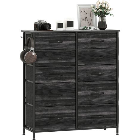 HOMCOM Fabric Chest of Drawers, 10 Drawer Dresser for Bedroom, Black (1/5)