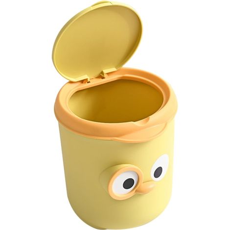 Niedlicher Büromülleimer mit kompaktem, muschelförmigem Deckel, ideal für Bad, Büro und Schlafzimmer. Lustiges Cartoon-Design.