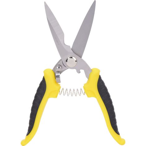 Ciseaux multifonctions industriels en acier inoxydable, manche jaune et noir, outil à main pour électriciens, manche jaune et noir, 20 cm