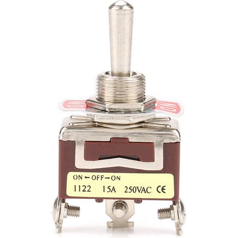 5 Stück EIN/AUS/EIN 3-Positionen-Kippschalter, 3-polig, 12 mm, 15 A, 250 V AC (1/5)