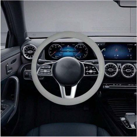 Coprivolante in silicone, traspirante, antiscivolo, coprivolante per auto, coprivolante in silicone, protezione per volante compatibile con auto e camion (grigio) (1/4)