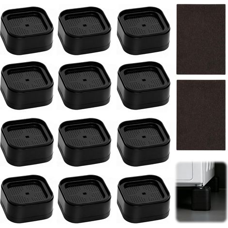 12 Piece Bed Foot Riser Stacking Furniture Risers Black Single Height 3.5 cm Lift for Sofas, Tables, Cabinets, Washing Machines (1/5)
