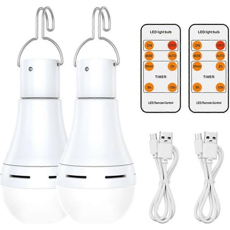 Ampoule rechargeable USB, ampoule de secours à batterie pour les pannes de courant à domicile, ampoule LED suspendue, lot de 2 - FFY (1/4)