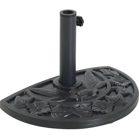 Base para sombrilla, 9 kg de peso, compatible con mástiles de 35 mm a 48 mm, color negro. (1/2)