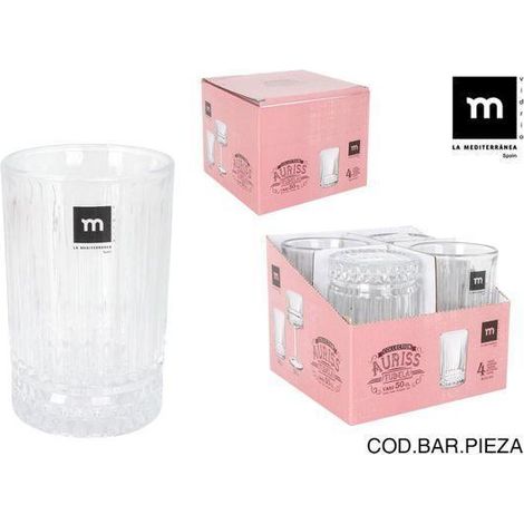 50 cls vaso whisky alto cristal tallado vintage auriss tudela md - caja 4 unidades