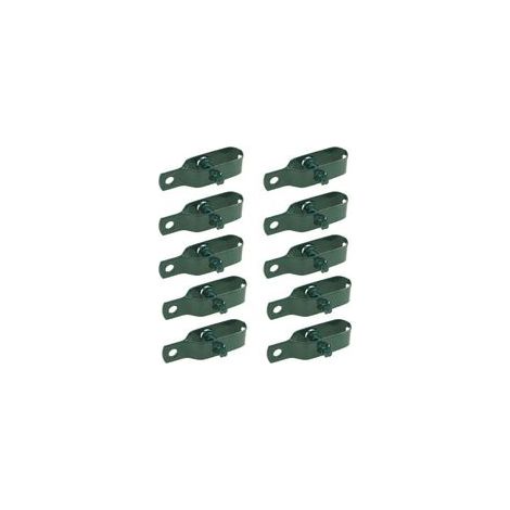 CCYKXAA Lot de 10 tendeurs de fil de clôture électrique en acier au carbone pour bétail, bétail, chevaux, ferme, jardin, câble à cliquet, 96 mm d'épaisseur, vert (1/4)
