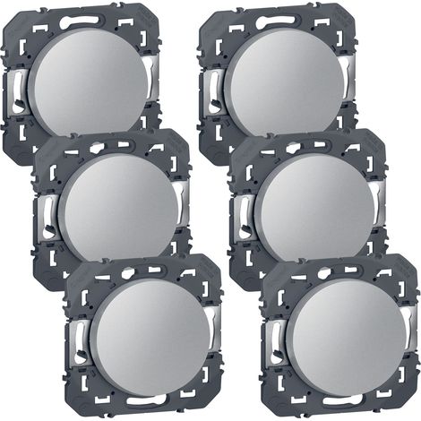 Legrand – Lot de 6 interrupteurs va et vient 10A – Aluminium – Compatible plaques Dooxie – Pour installation électrique professionnelle