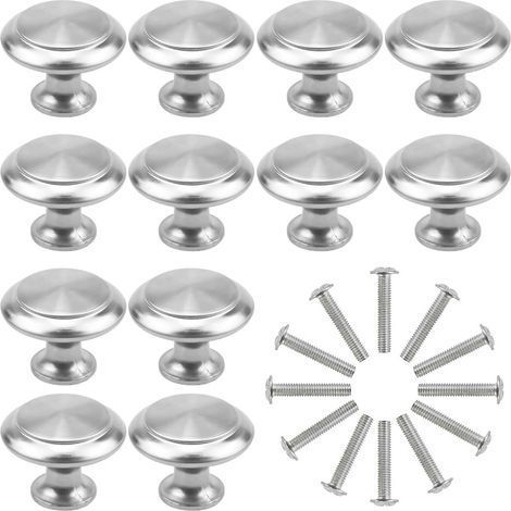 12PCS Argent Tiroir de Porte Poignée, 30mm Bouton de Meubles, Unique Trou Rond Boutons de Tiroir, Boutons de Porte, Poignées de Meuble pour Placard Armoire Cuisine, Chambre d'enfant (1/5)
