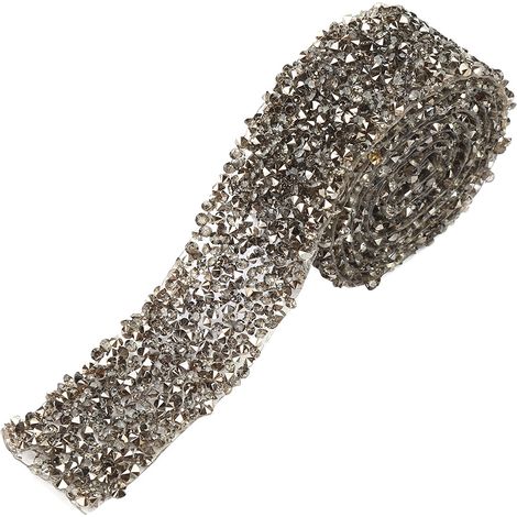 Ruban scintillant à strass cristal, maille diamant 30mm, rouleau de 1 mètre, gris, pour décoration (1/5)