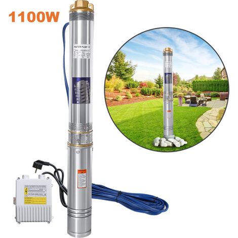 Hengda Pompa per Pozzi Profondi 1.1 KW 92MM. Pompa per Acqua Sommersa da 4000L per Ora con Cavo 20M (1/5)
