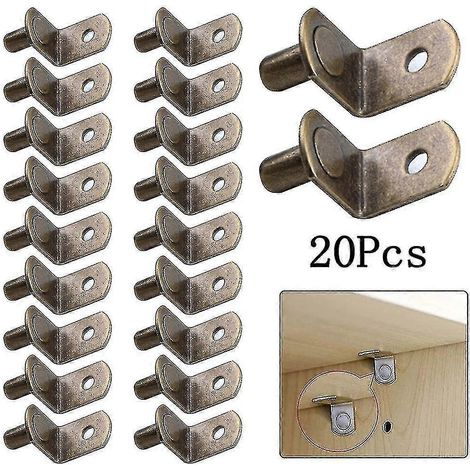 20 supports d'étagère, fixations en L de 6 mm pour armoires, penderies et meubles. Supports d'étagère murale - AquaForge (1/5)