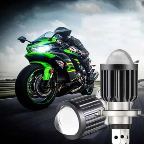 Projecteur LED Moto 12-80V Phare Double Feu Croisement Route Ampoule Véhicule Électrique Scooter Lumière Jaune Blanche Lentille (1/5)