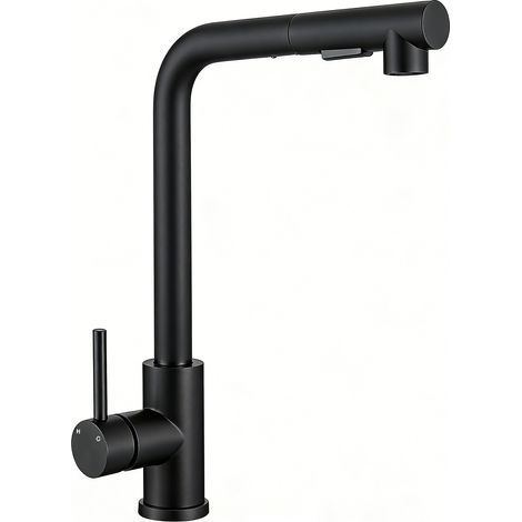 AICA Spültischarmatur Ausziehbar Hochdruck Wasserhahn Küche Mischbatterie 2 Sprühfunktionen Küchenarmatur Schwarz Matt