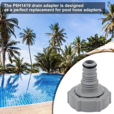 P6H1419 Valvola di scarico, adattatore di scarico per tubo da piscina, adattatore per tubo di scarico, connettore per valvola di scarico (grigio Ø 32 mm) (1/5)