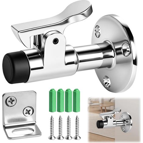 Arret De Porte Mural Inox Avec Tampon Caoutchouc Arret de portail et butée de porte murale robuste pour garage, terrasse et jardin, fixation stable avec protection anti-choc (1/5)