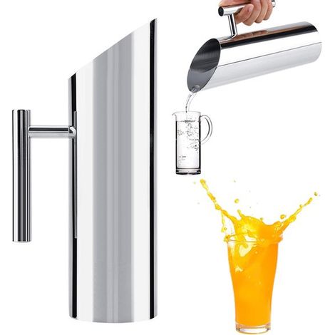 Jarra de agua de acero inoxidable, Jarra de agua, Jarra para beber, Jarra de agua recta de acero inoxidable, Diseño ergonómico, 1,5 litros (1/5)
