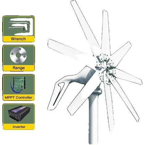 Générateur éolien, Contrôleur MPPT, Fonctionnement à faible bruit, 24V-b, Système hors réseau-a, 1000W-e (1/2)