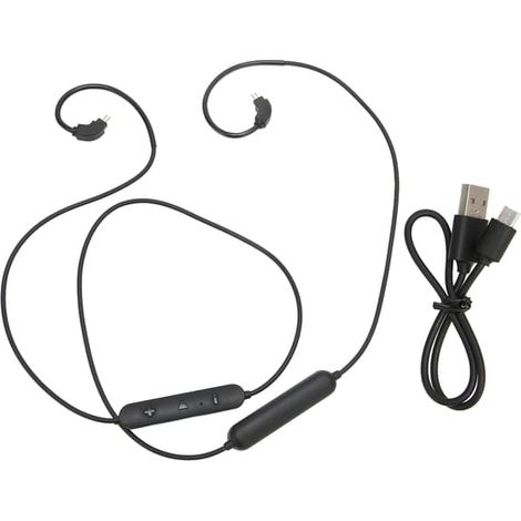 Câble d'écouteurs Bluetooth 2 broches rechargeable, câble de remplacement amélioré pour casque sans fil avec micro et contrôle du volume pour Massdrop (1/5)