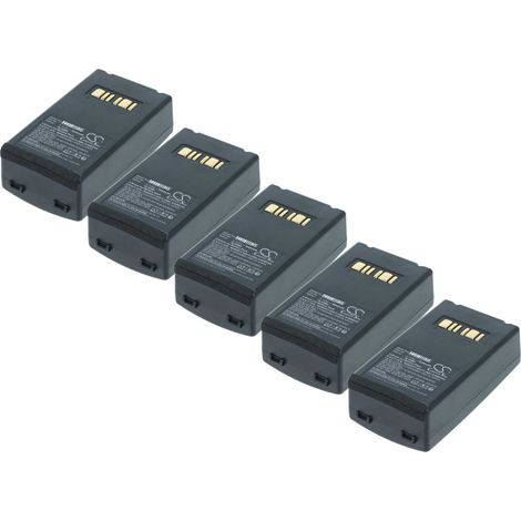 vhbw 5x batería compatible con Datalogic Falcon X3, Falcon X4, Falcon X3 Plus escáner códigos de barra, TPV (5200 mAh, 3,7 V, Li-Ion)